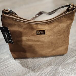 Badgley Mischka Brown Suede Shoulder Bag